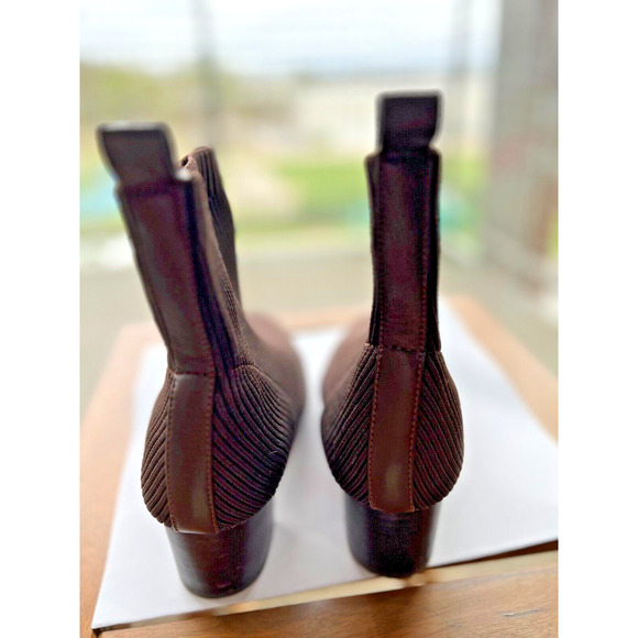 Joie Ribbed Knit Stretchy Neely Block Heel Sock Ankle Boots bootie brown Sz 8 - Picture 7 of 8